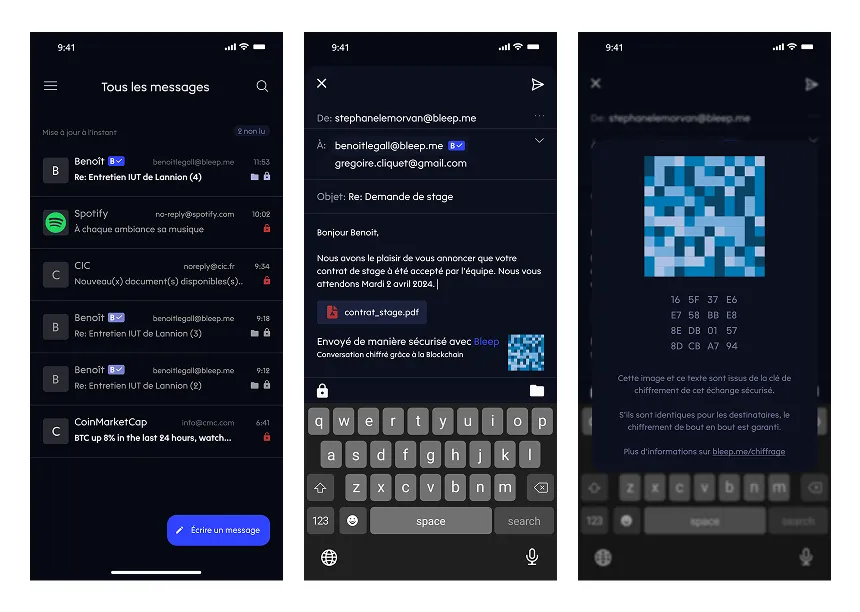 Captures d'écran de l'application Bleep