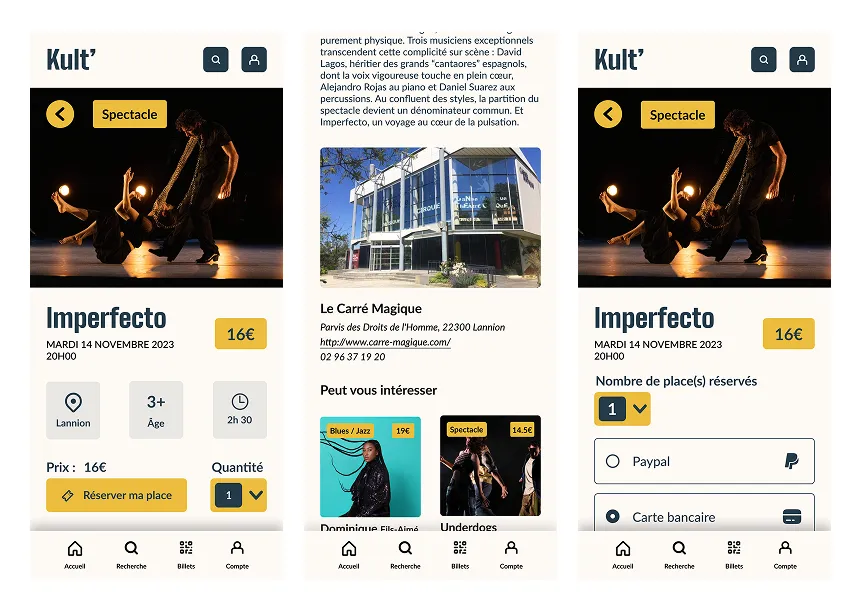 Captures d'écran de l'application Kult
