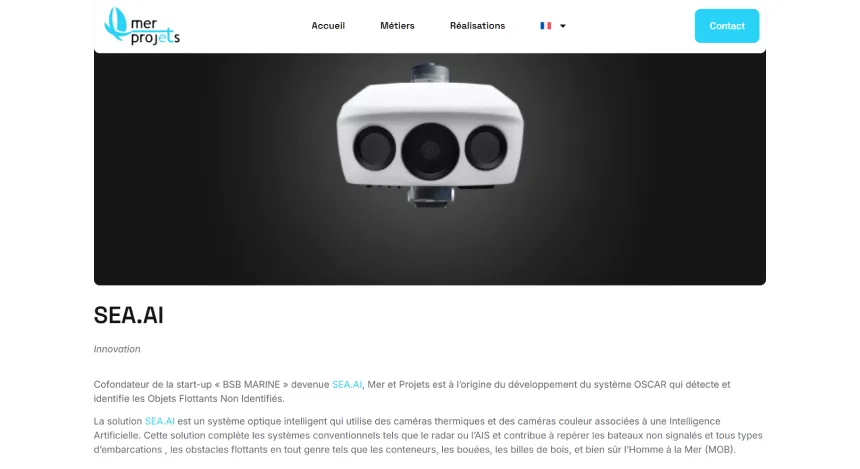 Capture d'écran du site Mer & Projets